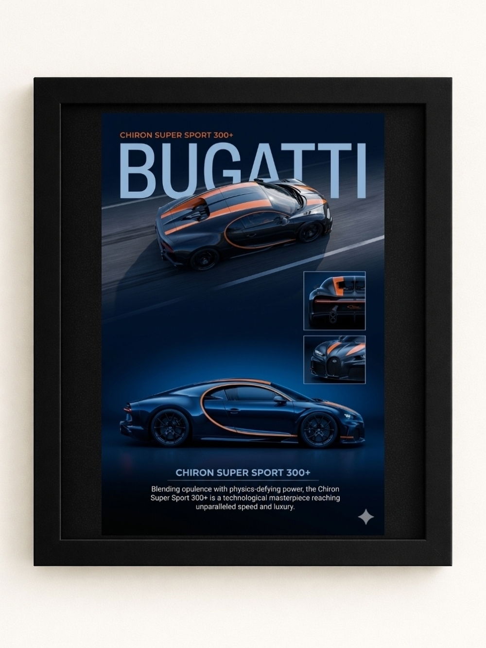 Bugatti Chiron Super Sport 300+ A.I. Art Print In 8x10 Frame